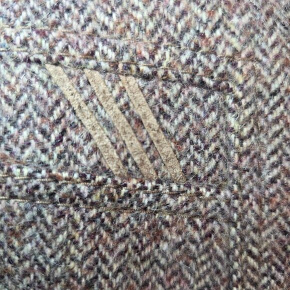 Vintage Women's Wool with Suede Detail Belted Jacket Coat 42/6 - Picture 7 of 16